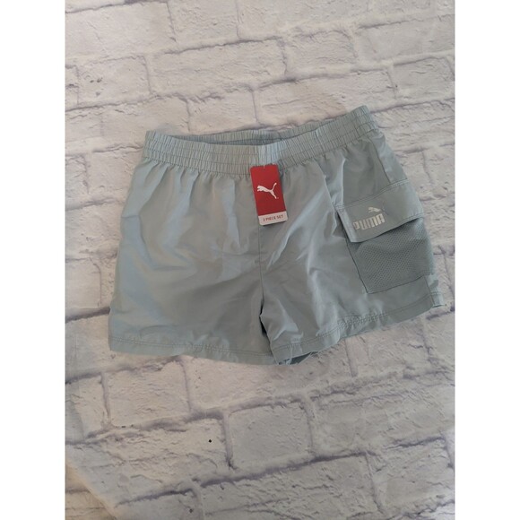 PUMA Youth Girls L Cargo Shorts NWT Turquoise Pocket Performance Athletic Sports - Picture 1 of 6